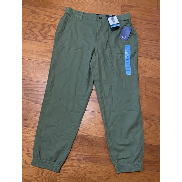 GAP Pants - NWT Gap Twill Jogger Olive GREEN Washed Size LARGE Stretch Band New! NWT $70